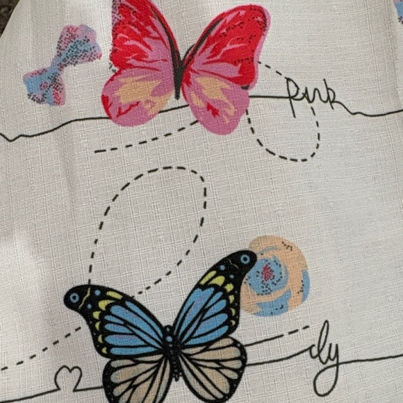 Green and White girls dress with Butterfly Print - Picture 3 of 9